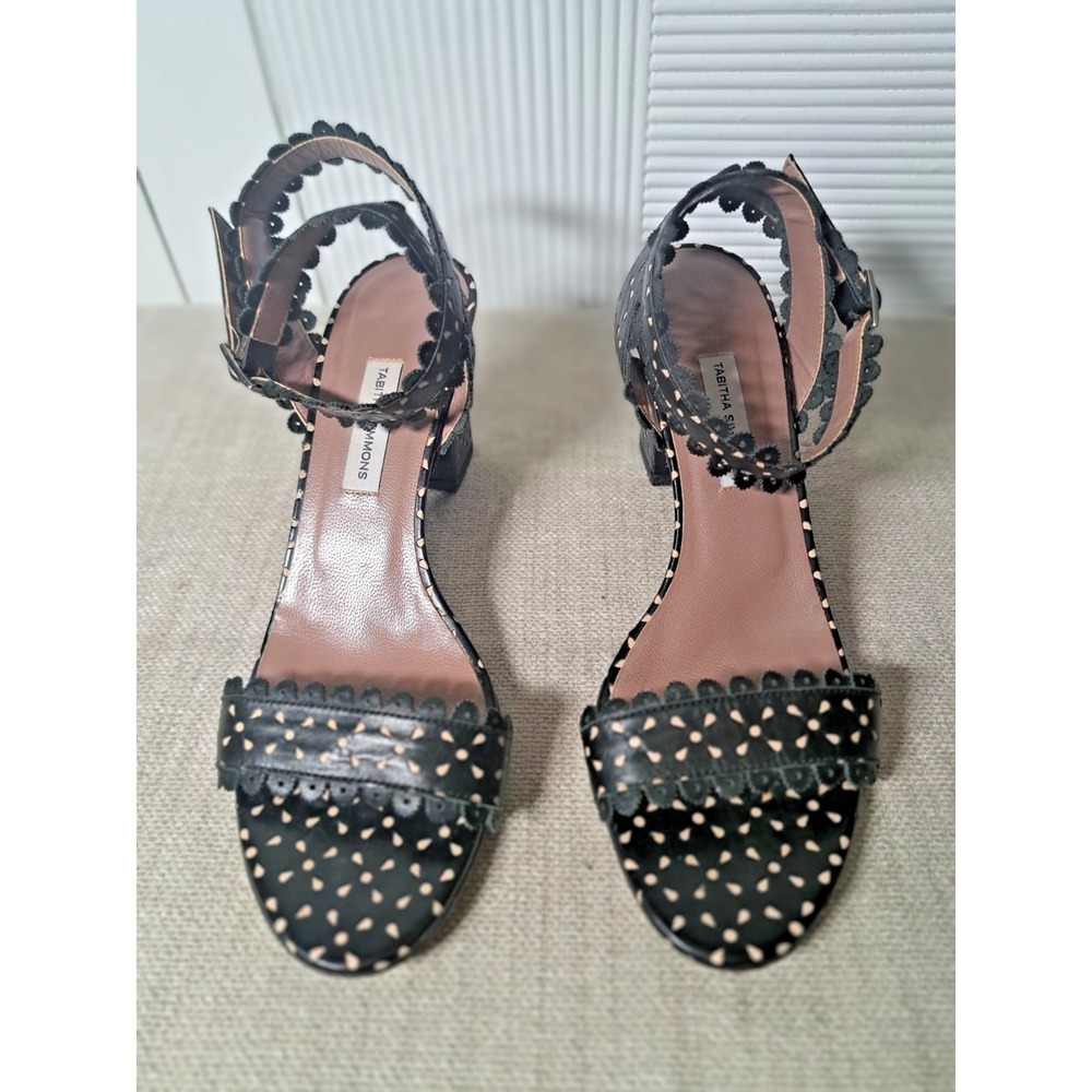 Tabitha Simmons LETICIA Heels Size 7/37.5‎ Black Eyelet Ankle Wrap Heel